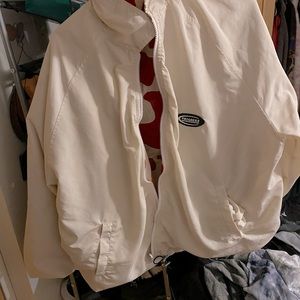 Korean style white jacket. Double wear. Alpine white outside and red spot inside